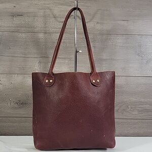 Hawks and Doves Dark Red Leather Tote Bag